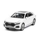 Invite Enterprise Diecast Model Metal Pull-Back Car with Sound Light and Opening Doors: A Kids' Toy Vehicle Gift (1:32 Audi Q8 - White)