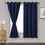 DWCN Blackout Curtains with Tiebacks for Window Privacy, Thermal Insulated Grommet Room Darkening Bedroom and Living Room Curtain, 2 Panels of 52 x 63Inch, Navy
