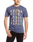 Nintendo Men's Pixel Cast T-Shirt, Navy Heather, Large