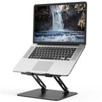 Nayka Adjustable Laptop Stand for Desk, Metal Foldable Laptop Riser, Portable Laptop Holder Mount, Ventilated Cooling Computer Notebook Stand Compatible with 10-15.6” Laptops