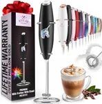 Zulay Powerful Milk Frother Handheld Foam Maker for Lattes - Whisk Drink Mixer for Coffee, Mini Foamer for Cappuccino, Frappe, Matcha, Hot Chocolate by Milk Boss (Unicorn Black)