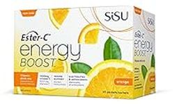 SISU Ester-C Energy Boost, Orange - 30 Packets - Vitamin C Drink Mix with Bioflavonoids - Antioxidant & Immune System Support - Vegan, Non-GMO, Gluten & Dairy Free - 30 Servings