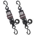 Masterwise Boat Trailer Straps, Boat Transom Tie Down Straps to Trailer with Stainless Steel Ratchet Straps, 4 Feet 2400lbs Break Strength, 2 Pack (Black, 4ftx2)