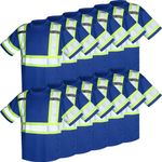 Sintuff 12 Pcs High Visibility Reflective Safety Shirt Short T Shirt Construction Work Breathable Shirt Bulk for Men Women, Blue, X-Large