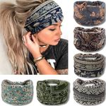 IVARYSS Wide Headbands for Women, Knotted Head Wraps Turbans, Large African Style Head Bands Hair Accessories, 6 Pack (Boho)