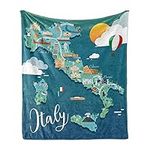 Ambesonne Italy Throw Blanket, Map 