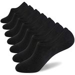 No Show Socks Mens 7 Pairs Cotton Thin Non Slip Low Cut Mens Invisible Casual Socks (7black,Size 9-11)