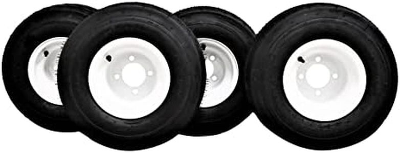 Antego Tire & Wheel 18x8.50-8 Tires on 8x7 Steel Wheels White Assemblies for Golf Carts and Lawn Mowers (Set of 4)