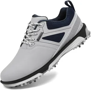 ULTIANT Men's Golf Shoes Fixed Nailless Sole Waterproof Lightweight No-Slip Walking Shoes Size7.5-13(Grey,40)