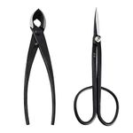 Wazakura Bonsai Tool Kit Made in Japan, Twig Bonsai Scissors 8-1/4 in (210mm) + Concave Branch Cutter 8 in (200mm) Starter Essential Bonsai Tree Tool Set