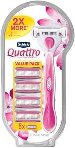 Schick Quattro Womens Razor Value Pack, Including 1 Razor Handle and 5 Razor Refills