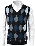 Btmpmcs Men's Argyle Sweater Vest V-Neck Knitted Sleeveless Tank Top Classic Business Knitwear Jumpers Golf Slipover Gilets Gentleman Slim Waistcoat, Blue, M