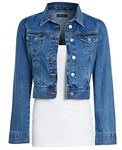 shelikes Womens Denim Jacket Crop Style Long Sleeve Button Up Slim Fit Vintage Jean Jacket For Ladies Girls