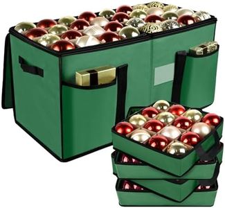 Christmas Ornament Storage Box with Dividers, Christmas Balls Storage Containers with Zipper & 8 Removable Trays, Holds Up to 128 Balls - 600D Oxford Christmas Decoration Storage Organizer (Green)