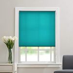 Deco Window Blackout Roller Blinds for Windows (62 Inches W X 84 Inches H, Turquoise) Light Filtering Roll-Up Shades Sun UV Protection for Home & Office