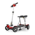 EV Rider Gypsy Ultralight (Weighs only 37Lbs) Collapsible 4-Wheel Mobility Scooter - Red