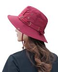 ITODA Bucket Hat Sport Quick Dry Sun Hat UPF 50+ Summer Wide Brim Fisherman Hat Breathable Foldable Fishing Cap Women Men Boonie Beach Hat with Adjustable Chin Strap for Fishing Hiking Camping Red