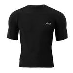 PROSHARX Half Sleeve Compression T-Shirt - Men's Athletic & Sports Tights for Fitness (Medium, Black)