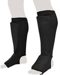 SAKURI Shin Guards for Kickboxing, Muay Thai, MMA, Taekwondo, Karate, Boxing, Martial Arts, Elasticated Sock Padded Protection to Support Leg Foot & Instep, Equipment Gear for Men Women in Training