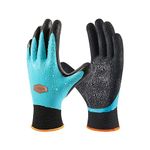 COOLJOB Waterproof Winter Work Gloves for Men and Women, Double Coated Rubber Freezer Gloves with Grip, Warm lined Gloves for Farm Working, Construction, Warehouse, One Pair Blue, Small Size