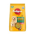 Pedigree Adult & Puppy Dry Dog Food, 100% Vegetarian, 10 kg, Contains 37 Essential Nutrients, 100% Complete & Balanced Food for Adult Dogs