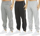 DARESAY Mens 3 Pack Dry Fit Fleece Athletic Workout Jogger Sweatpants for Men with Pockets and Drawstring Size S-3XL