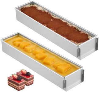 Toyosport 2 Pcs Tiramisu Pan, 16.4 in Long Rectangle Tiramisu Container Cake Pan Set, Anodized Aluminum Alloy Baking Molds with Detachable Edge, Easy to Clean & Release, Ideal for Mousse, Cheesecakes
