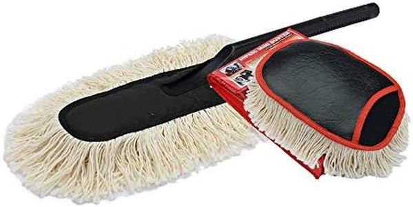 JOPASU Car Duster Brush & Mini Duster Brush Combo Pack With 100% Wax Treated Cotton Strands For Cleaning Dry Dust Om Cars & Bikes. Scratch Proof, Water Saver & Eco-Friendly Brush For Dusting, Black