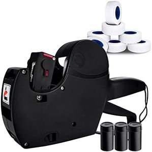 MX-5500 8 Digits Price tag Gun with 5000 Sticker Labels and 3 Ink Refill, Label Maker Pricing Gun Kit Numerical Tag Gun for Office, Retail Shop, Grocery Store (Black)