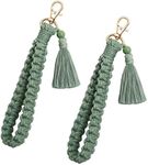 CHUQING Keychain for Women Boho Wrist Keychains Tassel Wristlet Keyring Holder Key Wrist Lanyard Bohemian Green