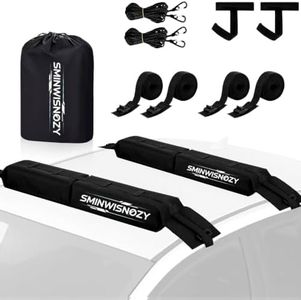 Universal Soft Roof Rack Pads with Two 16 FT Tie-Down Straps, Bow & Stern Ropes, Quick Loops & Storage Bag–Car Roof Rack for Kayak, Surfboard, SUP, Canoe–Fits Cars, SUVs, Sedans & Hatchbacks(1 Pair)
