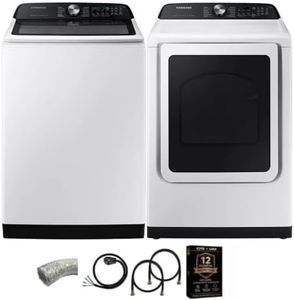 Samsung WA52DG5530K1 White Top Load High Efficiency Smart 5.2 Cu Ft Washer and 7.4 Cu Ft Electric Dryer Laundry Pair w