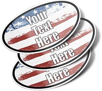 Personalized Oval Vinyl Bumper Stickers (3 Pack) (6" - USA Custom Text 3 Lines)