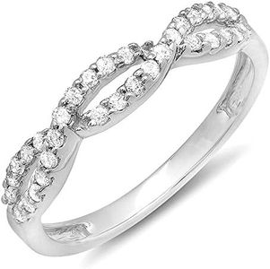 Dazzlingrock Collection 0.33 Carat (Cttw) 14k Round Diamond Women Anniversary Swirl Stackable Ring 1/, Solid White Gold, Size 7.5