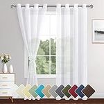 XWZO White Sheer Curtains and Drapes with Tiebacks, Grommet Window Curtains for Bedroom/Living Room, Light Filtering Airy & Breathable Voile Drapes 52 x 84 inch Length 2 Panels