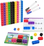 BenBen Math Cubes, Math Activity Set with 100 Linking Cubes, 30 Preschool Learning Activities, Number Counting Blocks, Snap Linking Math Counters for Kids, Math Manipulatives Kindergarten