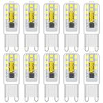 ZEIYEI G9 LED Bulbs, 3W, Cool White 6000K, 300LM, Equivalent to 30W Halogen, No Flicker, Not-Dimmable, Energy Saving Bulb for Chandelier Home Lighting Decor and More 10-Pack