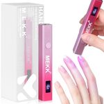 MEKK Handheld UV Light for Gel Nails Mini UV LED Nail Lamp for Nails Rechargeable UV Nail Light Portable Nail Dryer Cordless UV Lamp for Gel Nails with 2 Timers LED Screen (Pink)