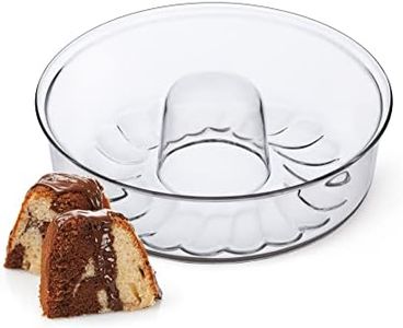 Simax Clear Glass Bundt Cake Pan | Heat, Cold, and Shock Proof, Holds 2.1 Quarts (8.4 Cups), Made in Europe, Great for Ring Cakes, Puddings, Desserts, Monkey Bread, and More Shallow (2.1 Quart) Clear