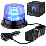 Justech Flashing Beacon 40W 40 LED Emergency Warning Strobe Light 12/24V Strobe Beacon Lights 7 Flash Modes Waterproof with Magnetic Base for Truck Vehicle-Blue