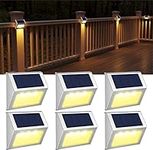 【Warm White】 Solar Fence Lights,Stainless Steel Decorative Lights LED Garden Lights,Waterproof Step Lights Wireless Outdoor Lights for Stair,Wall,Patio,Yard,Path,Fence,6Pack