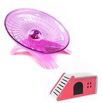 zswell Hamster House Wood Bridge Climb Kit Exercise Wheel Jogging Running Silent Spinner Flying Saucer Pet Toys for Rat Gerbil Guinea Pig Chipmunk Mouse Small Animals