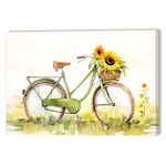 QIXIANG Bicycle Flower Picture Wall Decor Coastal Bike and Sunflower Canvas Prints Farmhouse Coastal Themed Lake Home Decor Frame (Bicycle C, 24.00" x 36.00")