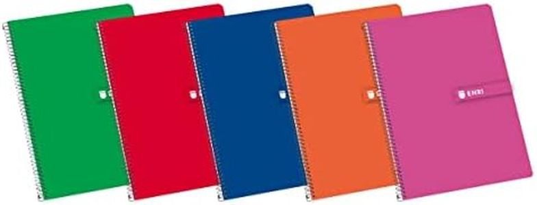 Enri, Cuadernos A4 (Folio), Cuadrícula 4x4, Tapa Dura, 80 Hojas. Pack 5 Libretas, Colores Aleatorio