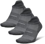 Feetures High Performance Max Cushion Ankle Sock - Tab Socks for Women & Men with Heel Tab - Heather Grey, S (3 Pair)