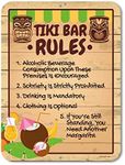 Honey Dew Gifts, Tiki Bar Rules, 12 inch by 9 inch Novelty Tin Tiki Bar Decor and Signs, Tiki Decorations, Summer Sign, Made in USA, HDG-1083