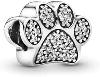 Feitery Animals Charms Dog Paw Compatible Pandora Bracelet Women's Jewellery Cubic Zirconia