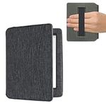 kwmobile Case Compatible with Kobo Aura Edition 1 - Fabric Cover with Magnetic Closure, Strap, Pocket - Dark Grey