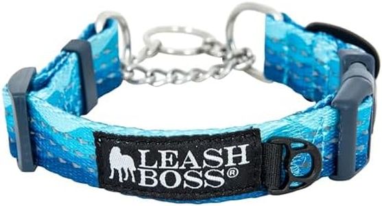 Leash Boss Martingale Collar for Dogs - Steel Chain | Reflective Nylon Dog Collar for Large Dogs, Medium and Small Dogs | No Pull Pet Training Collar Small