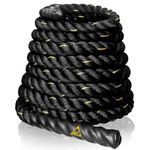 De Jure Fitness Battle Rope for Indoor & Outdoor Exercise with Extra Comfort of Professional Polyester Grip, 15 Meter (50 Feet)